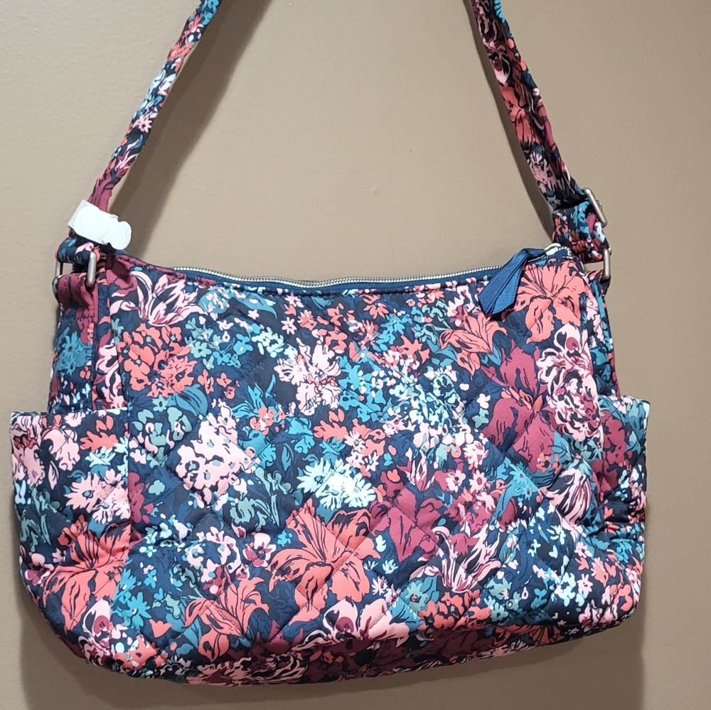 Vera Bradley Triple Zip Shoulder Bag, Cabbage Rose Cabernet - Picture 4 of 6